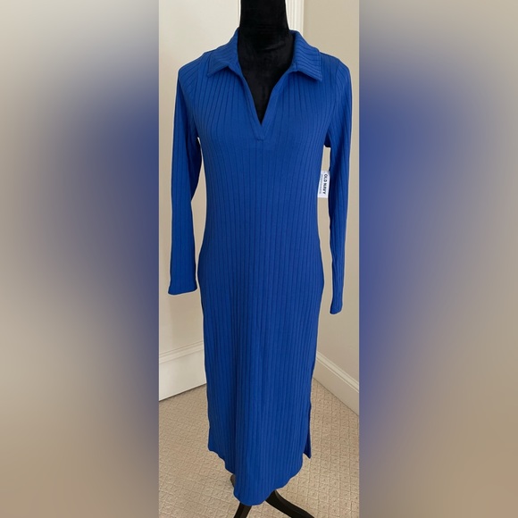 Old Navy Blue Fitted Rib-Knit Midi
Polo Dress Size M - Picture 4 of 8